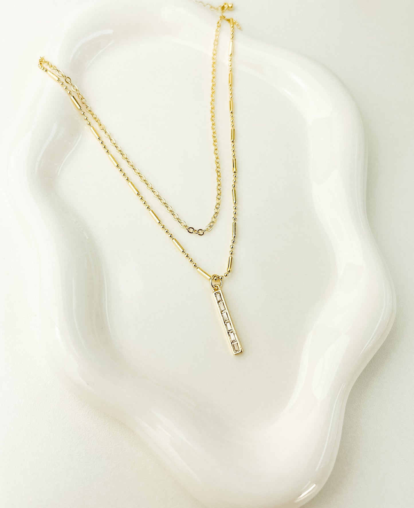 Crystal Bar Layered Necklace