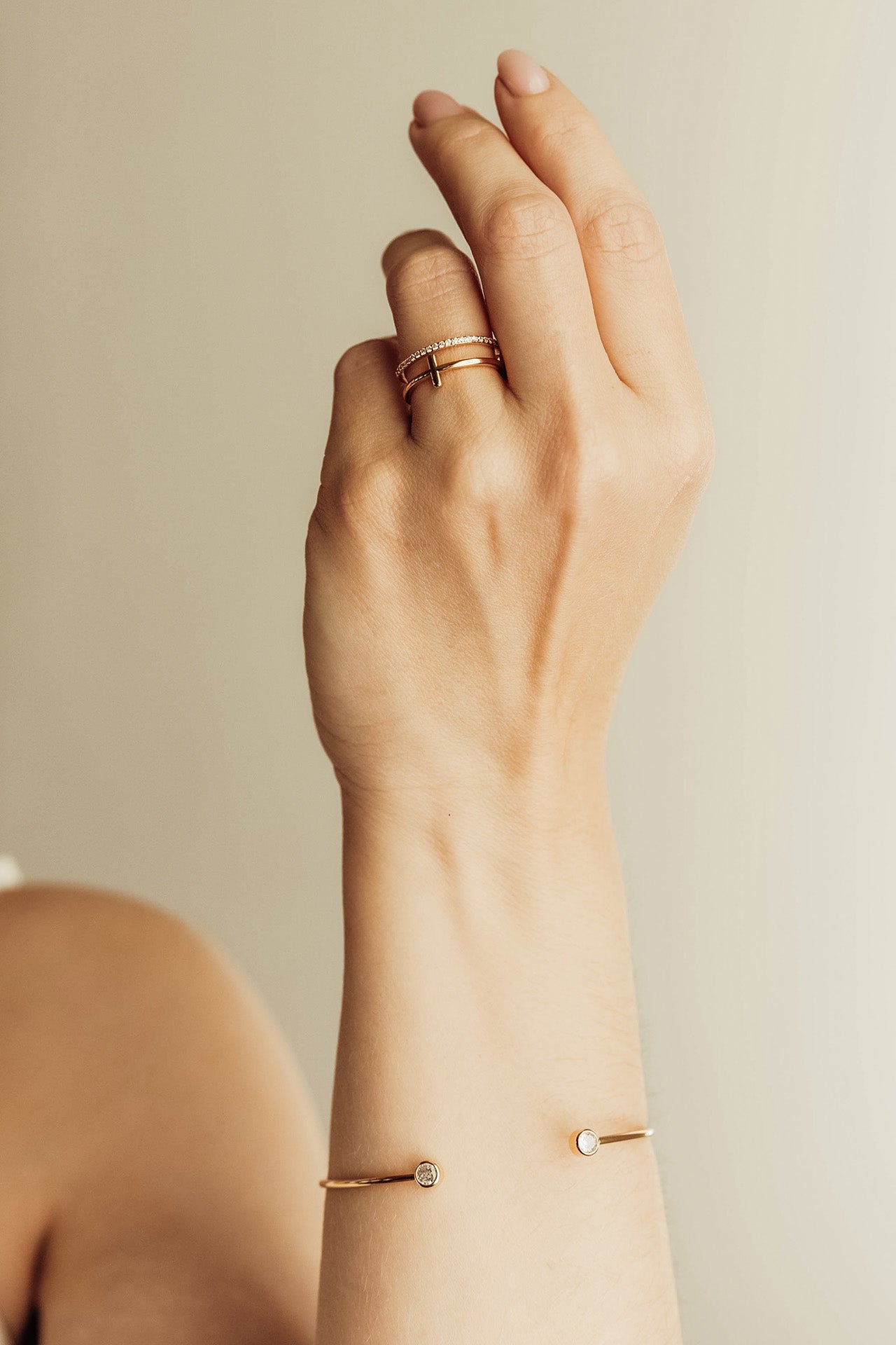 Bezel Stone Open Bangle