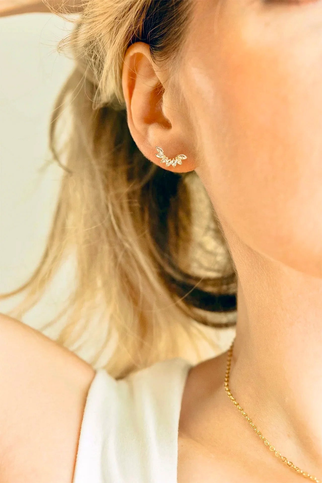 Dainty Marquise Stone Climber Stud