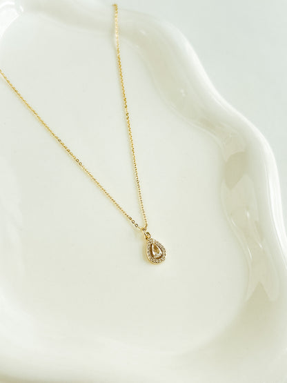 Dainty CZ Teardrop Necklace