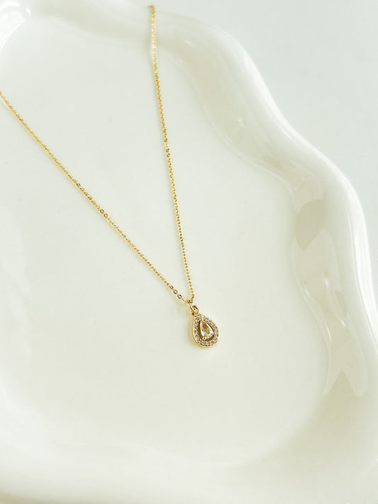 Dainty CZ Teardrop Necklace