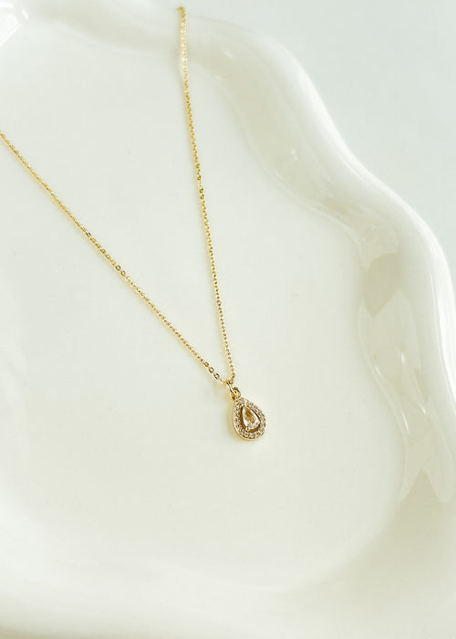 Dainty CZ Teardrop Necklace