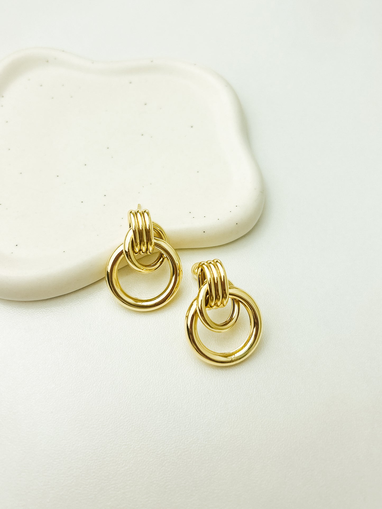Statement Double Loop Studs