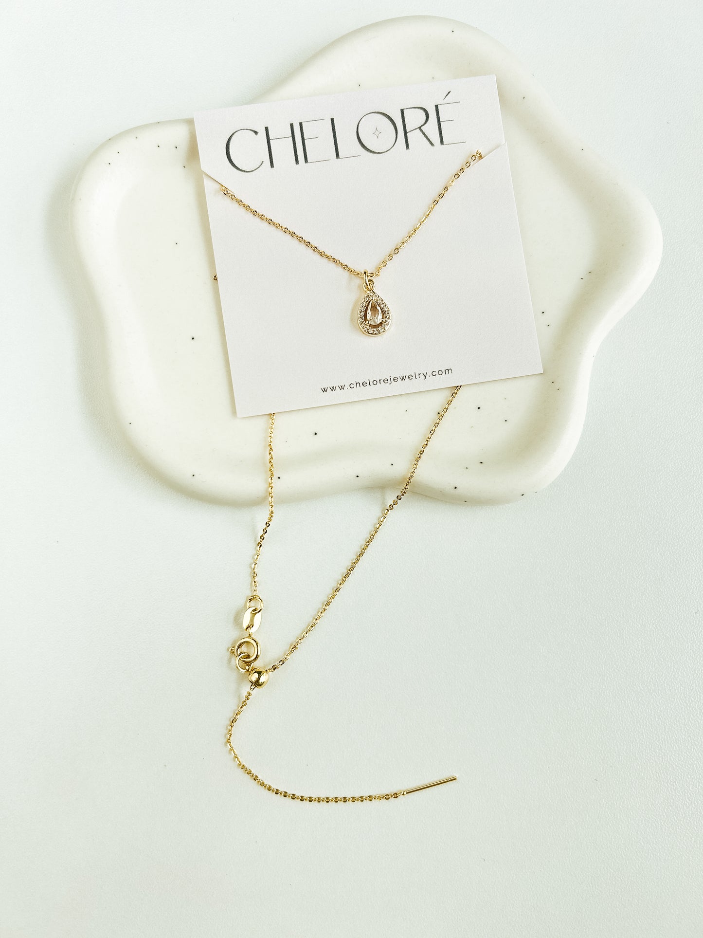 Dainty CZ Teardrop Necklace