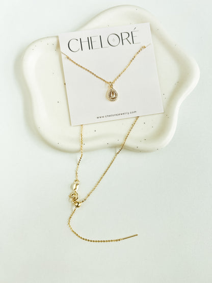 Dainty CZ Teardrop Necklace