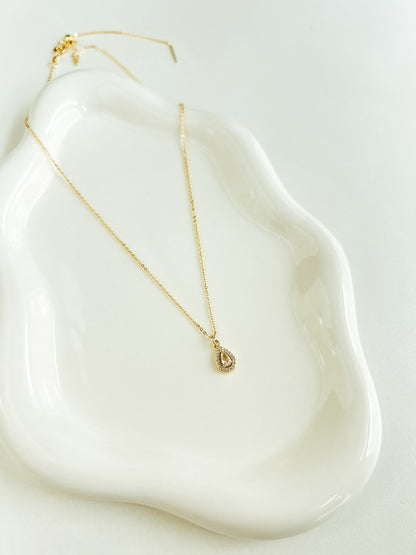 Dainty CZ Teardrop Necklace