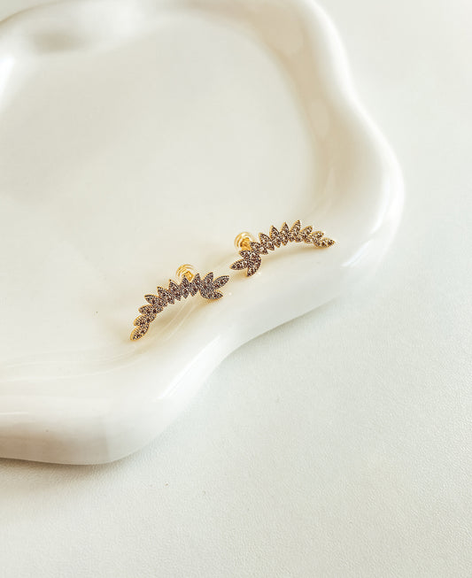 CZ Paved Leaf Studs