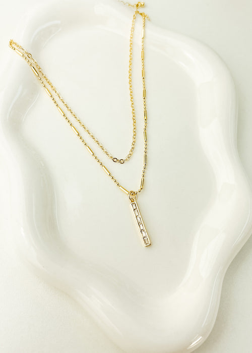 Crystal Bar Layered Necklace